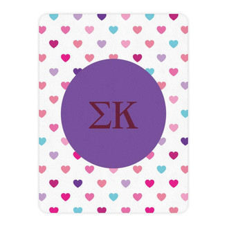 Printify Sigma Kappa Hearts Tan Sherpa Blanket - Giant Size! 