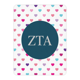Zeta Tau Alpha Hearts Tan Sherpa Blanket - Giant Size