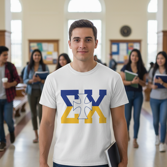 Sigma Chi Lettered Cross T-shirt