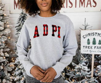 Alpha Delta Pi Christmas Plaid Nickname Crewnecks