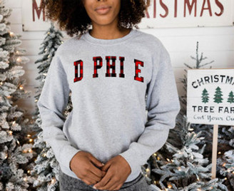 Delta Phi Epsilon Christmas Plaid Nickname Crewnecks