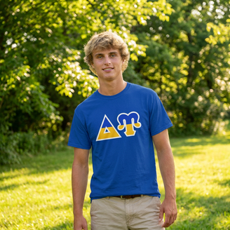 Delta Upsilon Two Toned Greek Lettered T-shirts