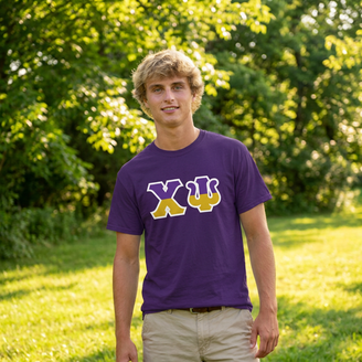 Chi Psi Two Toned Greek Lettered T-shirts