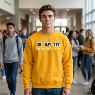 Alpha Kappa Psi Two Toned Greek Lettered Crewneck Sweatshirts