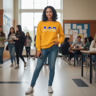 Alpha Phi Omega Two Toned Greek Lettered Crewneck Sweatshirts
