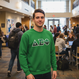 Delta Sigma Phi Two Toned Greek Lettered Crewneck Sweatshirts