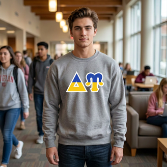 Delta Upsilon Two Toned Greek Lettered Crewneck Sweatshirts