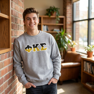 Phi Kappa Sigma Two Toned Greek Lettered Crewneck Sweatshirts