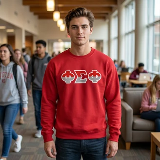 Phi Sigma Phi Two Toned Greek Lettered Crewneck Sweatshirts
