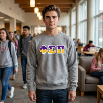 Phi Sigma Pi Two Toned Greek Lettered Crewneck Sweatshirts