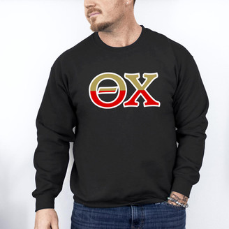 Printify Theta Chi Two Toned Greek Lettered Crewneck Sweatshirts 
