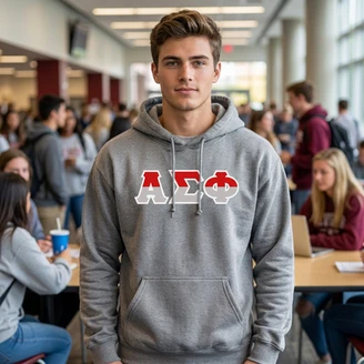 Alpha Sigma Phi Two Toned Greek Lettered Hooded Sweatshirts
