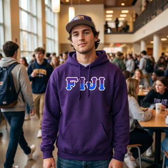 FIJI - Phi Gamma Delta Two Toned Greek Lettered Hooded Sweatshirts