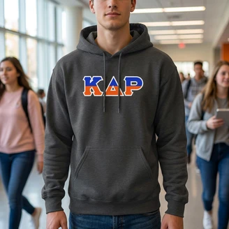 Kappa Delta Rho Two Toned Greek Lettered Hooded Sweatshirts