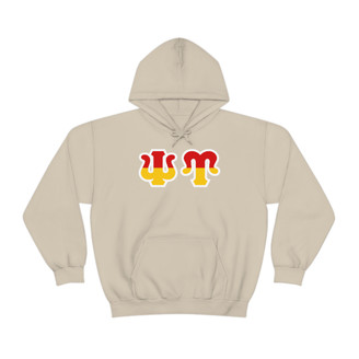 Psi Upsilon Two Toned Greek Lettered Hooded Sweatshirts