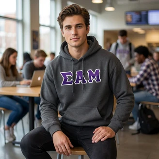 Sigma Alpha Mu Two Toned Greek Lettered Hooded Sweatshirts