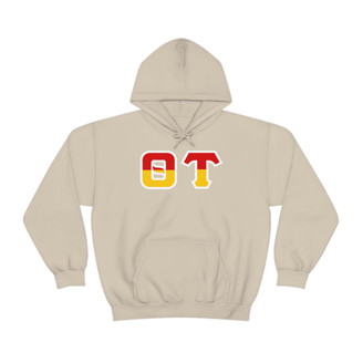 Theta Tau Two Toned Greek Lettered Hooded Sweatshirts