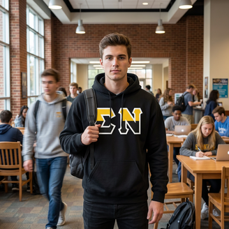Sigma Nu Two Toned Greek Lettered Hooded Sweatshirts