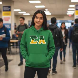 Sigma Alpha Two Tone Lettered Hooded Sweatshirts