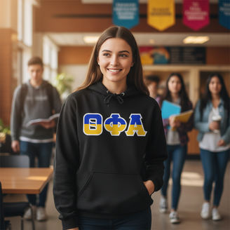 Theta Phi Alpha Two Tone Lettered Hooded Sweatshirts