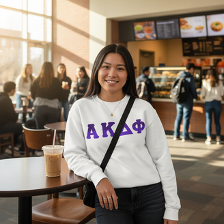 Alpha Kappa Delta Phi Two Tone Lettered Crew Sweatshirts