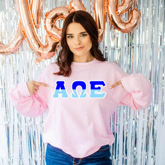 Printify Alpha Omega Epsilon Two Tone Lettered Crew Sweatshirts 