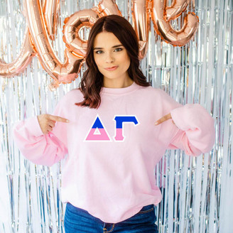 Printify Delta Gamma Two Tone Lettered Crew Sweatshirts 