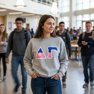 Delta Gamma Two Tone Lettered Crew Sweatshirts