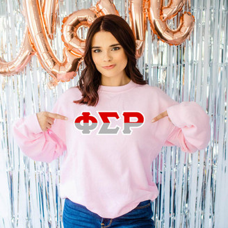 Printify Phi Sigma Rho Two Tone Lettered Crew Sweatshirts 