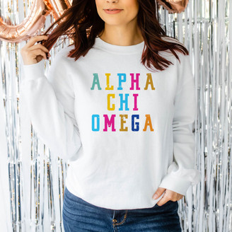 Alpha Chi Omega Vintage Rainbow Crewneck Sweatshirts