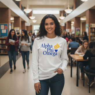 Alpha Phi Omega Flame Logo Long Sleeve Tee