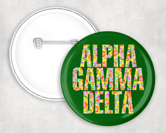 Alpha Gamma Delta Floral Pin Buttons