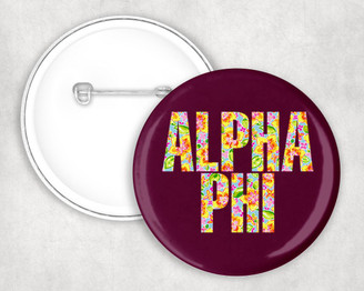  Alpha Phi Floral Pin Buttons 