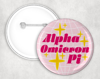 Alpha Omicron Pi Disco Pin Buttons