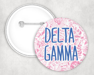 Delta Gamma floral-text Pin Buttons