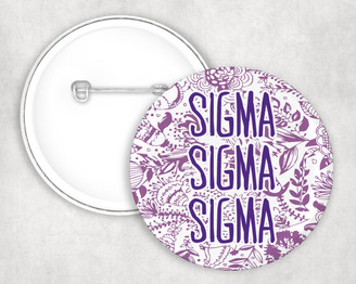 Sigma Sigma Sigma floral-text Pin Buttons