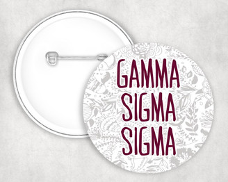  Gamma Sigma Sigma floral-text Pin Buttons 
