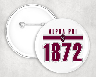  Alpha Phi Stripe Established Pin Buttons 