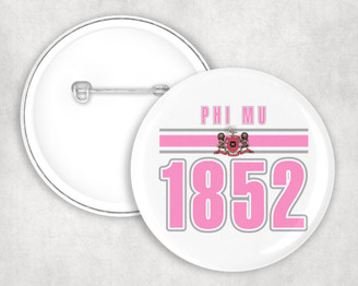  Phi Mu Stripe Established Pin Buttons 