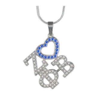 SAVAGE Zeta Phi Beta Color Crystal Heart Necklace 