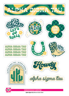 Alpha Sigma Tau Western Disco Sticker Sheet