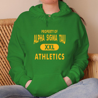  Alpha Sigma Tau Property Of Athletics Hooded Sweatshirts 