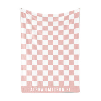 Alpha Omicron Pi Sherpa Checkerboard Throw Blankets