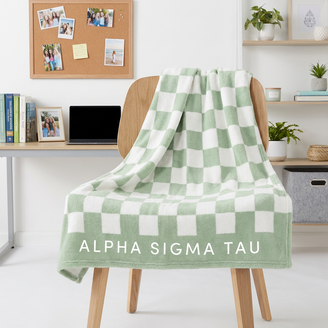 Alpha Sigma Tau Sherpa Checkerboard Throw Blankets