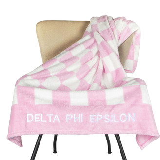 Delta Phi Epsilon Sherpa Checkerboard Throw Blankets