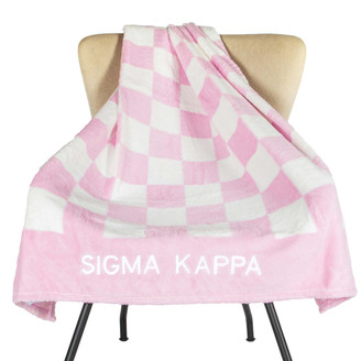 Sigma Kappa Sherpa Checkerboard Throw Blankets