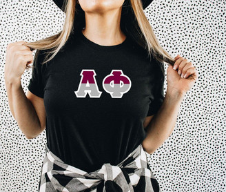 Alpha Phi Two Toned Greek Lettered T-shirts