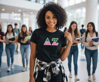 Delta Zeta Two Toned Greek Lettered T-shirts