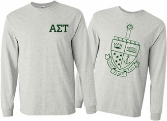 Alpha Sigma Tau World Famous Crest - Shield Long Sleeve T-Shirt