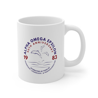 Alpha Omega Epsilon's 40th Anniversary  Ceramic Coffee Cup, 11oz.